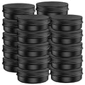 40 Pcs 2 Ounce Aluminum Tin Jars Containers Leak Proof Cosmetic Tin Jars Containers Round Screw Lids for Cosmetic, Salves, Balms, Lip Balm or Others, 60mL Black