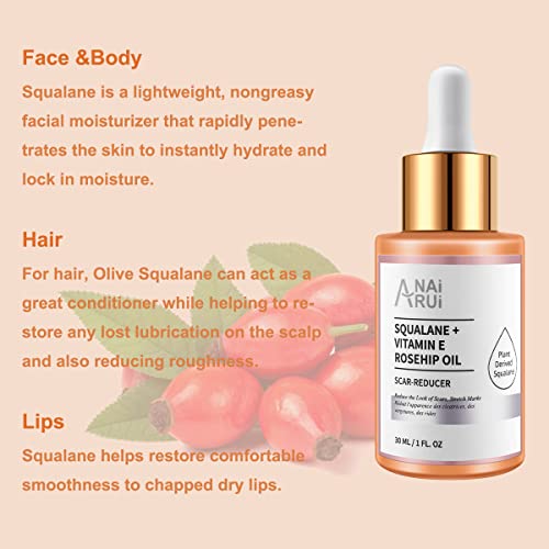ANAI RUI Squalane Rosehip Oil for face +Vitamin C Turmeric Oil,Hydrate,Firm and Softer Skin