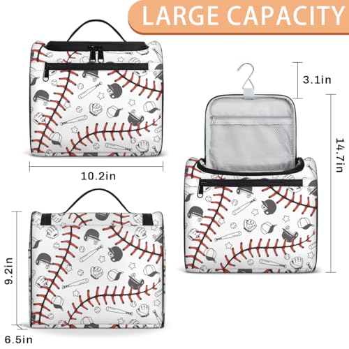 Baseball Hanging Toiletry Bag for Men,Wash Makeup Bag for Women,Travel Cosmetics Bag Shaving Bag Organizer Kit for Accessories,Cosmetics,Travel