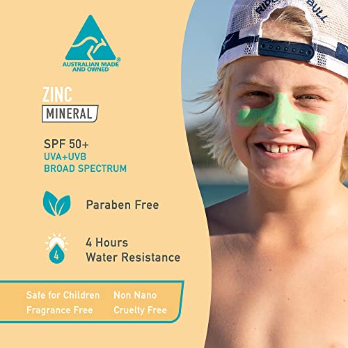 Sun Zapper Zinc Stick Mineral Sunscreen (Light Skin Tone, Pink, Blue, Green, Yellow) SPF 50+ Water Resistant for Face & Body, Adults, Kids, 8-Pack Broad Spectrum Sun Block, Made in Australia