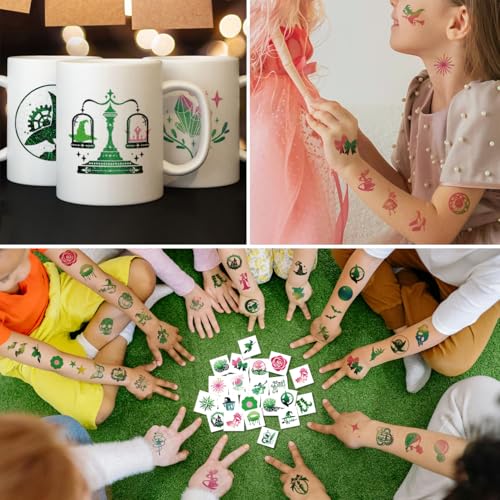 Glitter Witch Temporary Tattoos - 74 Individually Sheets Tattoos Stickers for Witch Birthday Party Decorations,Kids Wizard Party Favor and Musical DIY Activity Supplies