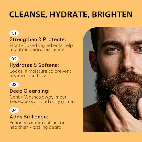 NUSPA NUSPA Face Beard Wash for Full Beards Removes Dirt and Odor Keeps Beard Shampoo Deeo Cleansing Refreshing Face Wash with Argan Jojoba Oils