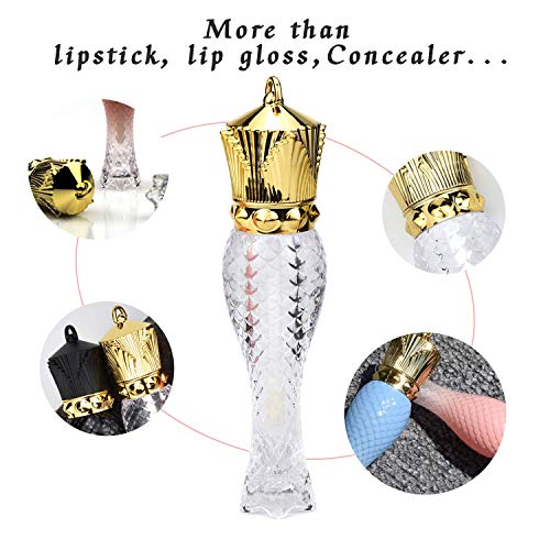 10 Pcs 5ml Mermaid Plastic Lip Gloss Tubes Vials Empty Refillable Lip Glaze Tubes with Crown Wand DIY Lipstick Tube Travel Lipgloss Bottle Cosmetic Container for Woman Girl Makeup,Mix-Color
