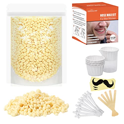 Nose & Ear Hair Wax Kit for Men & Women, 100g Wax with 20 Applicators, Safe Home Grooming Solution for Painless 15-20 Time Usage