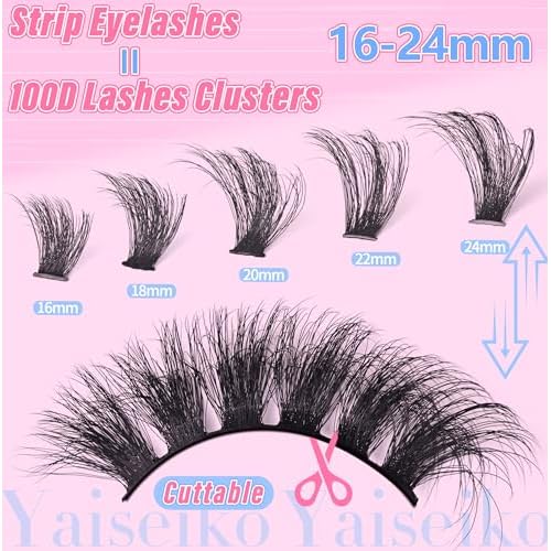 14 Pairs Thick Long Lashes False Eye Lashes Mega Look 5D Volume Dramatic 24mm Waterproof 100D Eyelash Clusters Soft Fake Eyelashes Pack by Yaiseiko