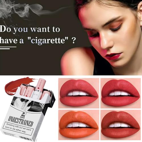 Charm Kiss 4 Colors Matte Lipstick Popular Set, Long Lasting 24 Hours Non-Sticky Velvet Lipstick