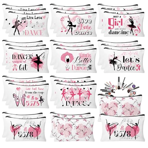 30pcs Dance Makeup Bag Dance Cosmetic Bags Dancer Gifts Survival Kit Pouch Travel Toiletry Bag Valentine's Day Gifts for Girls Women Dance Teacher Competition