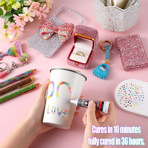 45000pcs Bedazzling Kit with 6 Box - 72 Colors Resin Jelly Rhinestones, 4¡¿10ml B7000 Jewelry Glue Multicolor 3mm Flatback Sparkling Gems for Nail Art, Crafts, Clothing, Diamond Painting