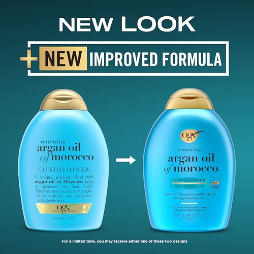 OGX Renewing + Argan Oil of Morocco Conditioner, Repair Conditioner & Argan Oil Helps Strengthen & Repair Dry, Damaged Hair, Paraben-Free, Sulfate-Free Surfactants, 13 fl. oz (Pack of 2)