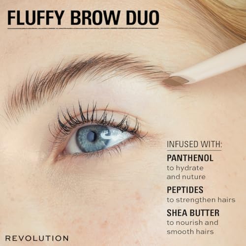 Revolution, Fluffy Brow Filter Duo, 2-in-1 Eyebrow Pencil & Gel, Enhances & Shapes Brows, Vegan & Cruelty Free, Medium Brown, 1 piece