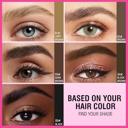 Eyebrow Pen, Brow Pencil 2-in-1 Dual-Ended Microblading Eyebrow Pencil with Micro-Fork-Tip & Precise Brush-Tip Crease Natural Hair-Like Brows, Last All-Day (Light Brown)