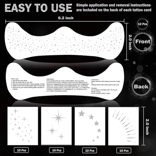 Christmas Tattoos for Kids 20PCS Glitter Freckles Face Tattoo Sparkle Freckles,Face Glitter Patches,Faux Freckles Christmas Makeup-Silver