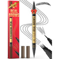 Microblading Eyebrow Pen - 2-in-1 Dual-Ended Eyebrow Pencil with Micro-Fork Tip & Precise Brush-Tip for Natural, Long Lasting Brows - Black