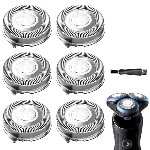 SH50/52 Replacement Heads Blades Compatible with Philips Series 5000 Electric Shavers, SH50 Razor Head Replacement for Series 5000 (S5xxx), ATXX (S5xxx), PTXX (PT8xx, PT7xx), 6 Pack W/Brush