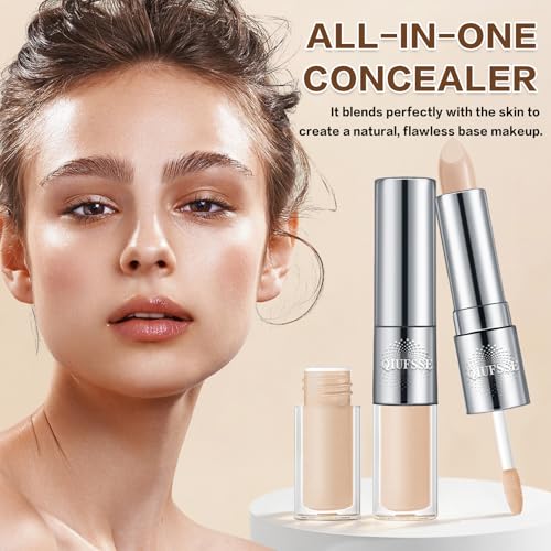 Under Eye Concealer Stick,Full Coverage Concealer for Older Women,Teenagers,Middle-aged,Dual formula (liquid tip & balm stick),Long-lasting Wear,Tattoo Cover Up Makeup£¨01 Natural£©