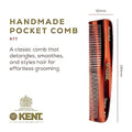 Kent R7T Double Tooth Hair Pocket Comb, Small Coarse/Wide Comb for Hair, Beard, and Mustache Grooming for Men, Women, and Kids - Saw Cut, Hand Polished, Handmade in England