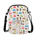 XYANFA Cali Makeup Bag - Trip Gift, Vacation Zipper Pouch (CALIFORNIA GIRL Crossbody)