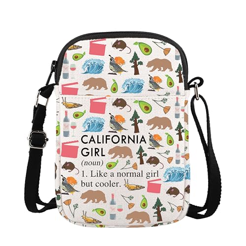 XYANFA Cali Makeup Bag - Trip Gift, Vacation Zipper Pouch (CALIFORNIA GIRL Crossbody)