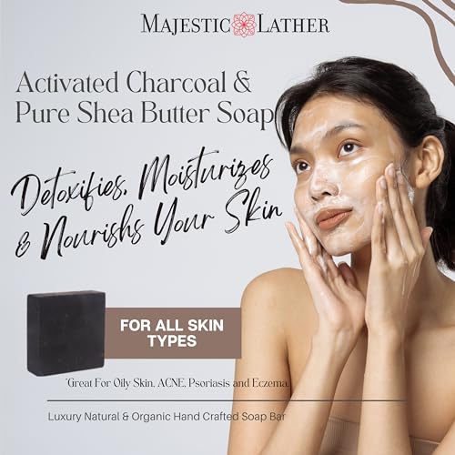 Activated Charcoal & Shea Butter Luxury Bar Soap for Face, Body, Oily & Sensitive Skin, Eczema, Psoriasis and ACNE. Purifying & Nourishing