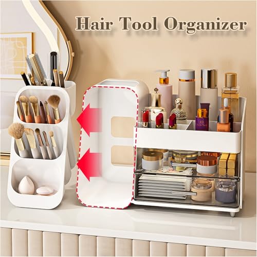 Makeup Organizer And Storage White Large 3 Clear Makeup Drawer Organizer,Skincare Organizers Countertop For Vanity Bedroom Tiered Makeup Box Organizer-Beauty Countertop Organization For Makeup