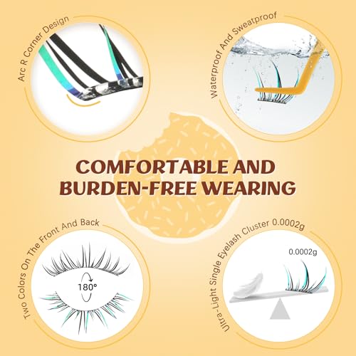 QUEWEL Self Adhesive Eyelashes Kit, Press On Lashes Pre Glued Eyelash Clusters Self Stick Lash Clusters No Glue No Remover Needed DIY Lash Extension Kit for Beginners(ZZBP02)