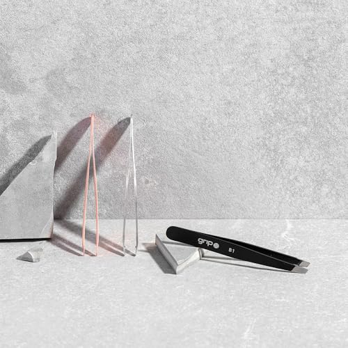 Grip Tweezer Slanted Tip Rose Gold R1 ? Precision Stainless Steel Tweezers for Eyebrow Shaping & Facial Hair Removal ? Salon-Quality Rose Gold Finish with Slanted Tip