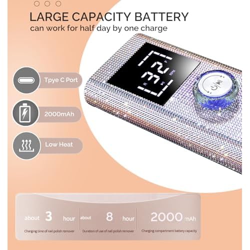 Cordless Nail Drill Machine ,OBEEGOO Diamond Surface Rechargeable Nail Drill 35000RPM Portable Electric E File Electric Acrylic Nail File Tools for Gel Nail ,Nail Beauty Salon (Diamond)