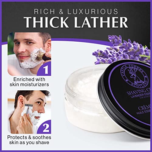 Castle Forbes Lavender Shaving Cream For Men, 6.8 fl.oz. | Moisturizing Smooth Shave Lather w/ Esseantial Oils | Protects Sensitive Skin From Razor Burn & Irritation | Luxury Grooming & Beard Care
