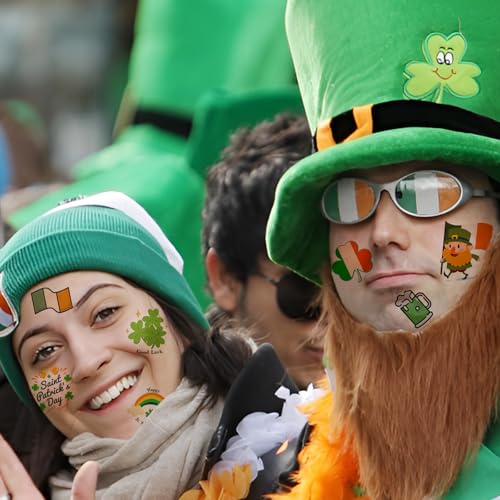 180Pcs St-Patrick's Day Temporary Shamrock-Tattoos - 60Styles Face Tattoos Lucky Irish Saint Pattys Art Makeup Party Birthday Decorations Favors Supplies Traditional Holiday Festival Gift Idea