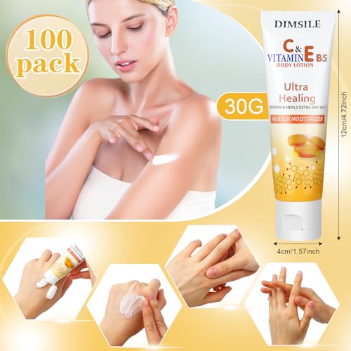 100 Pack Natural Style Travel Size Body Lotion 1 oz Dry Skin Moisturizer with Flip Cap for Extra Dry Skin, for Inns and Hotels, Offices, Airlines, Gyms and More(Natural Style)
