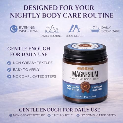 Magnesium Lotion for Sleep ? Relaxing Nighttime Magnesium Lotion with Tallow, Shea Butter & Aloe Vera, Gentle for Adults & Kids