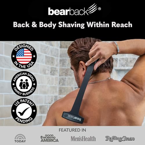 Bearback Back Shaver for Men ? DIY Razor with Pivoting Triple Blades & Folding Handle ? Wet or Dry Back & Body Hair Removal