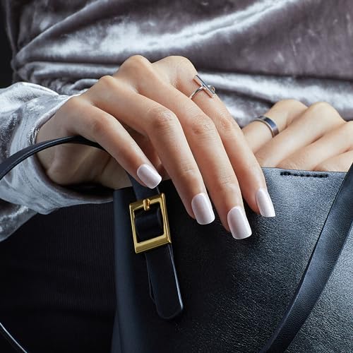 KISS colorFX by imPRESS Press On Nails, 'Rebel', Solid White, Short Squoval, IMPROVED adhesive, Up to 10-Day Hold, Nail Kit Includes 30 Fake Nails, Prep Pad, Manicure Stick, Mini Nail File