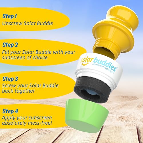 Solar Buddies Sunscreen Applicator - Single Green - Refillable Roll on Sponge Sunscreen, Suncream & Lotion Applicator For Kids, Adults & Families - Holds 3.4fl oz, Perfect Size for Travel