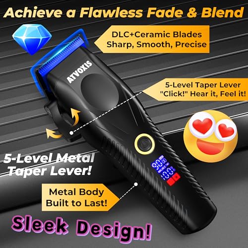 Metal Body 9000 RPM Brushless Motor Professional Hair Clippers for Men: Cordless Barber Clipper with DLC Blades LED Display Fast Charging Stand Travel Pouch Maquina para Cortar Pelo De Hombre