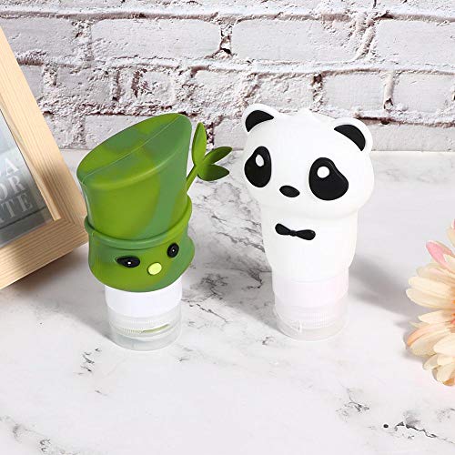 Haofy 2Pcs Cartoon Panda Bamboo Shape Cosmetic Container Silicone Travel Squeeze Bottle Shampoo Lotion Cosmetic Container Leak-Proof Liquids Bottles