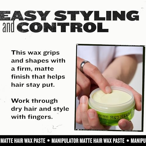 TIGI Bed Head Hair Wax, Manipulator Matte 2-Pack ? Strong Hold Wax to Paste, Hair Styling Products for Women and Men, Tropical Fruit Fragrance, 2.01 Oz Ea