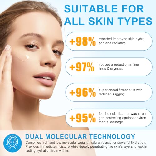 Hyaluronic Acid Powder for Skin & Face 4.23 Oz, Dual-Molecular-Weight Formula, Deep Hydration, Anti-Aging, Improves Skin Texture & Firmness, Ideal for DIY Serums, Mask, Creams