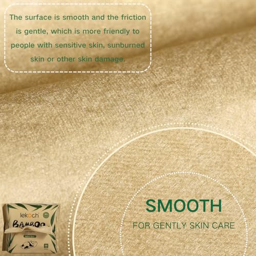 LEKOCH Bamboo Dry Wipes - 100% Biodegradable & Hypoallergenic | Makeup Remover & Baby Wipes | 1 Packs (50 Count, 8x8 Inches) | Ultra Soft for Wet/Dry Use