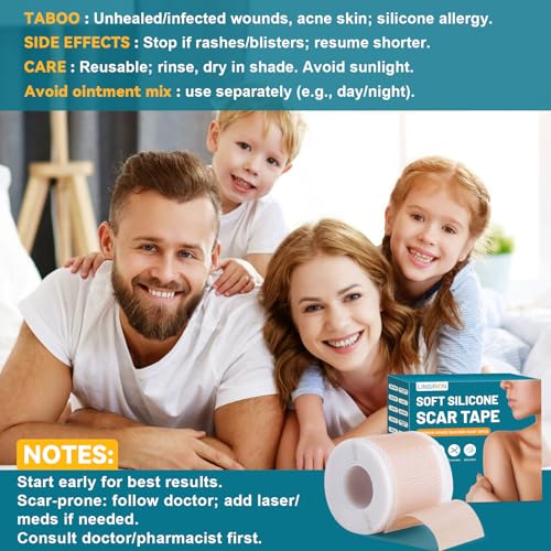 Silicone Scar Tape for Surgical Marks Face Stick Keloid Cover C-Section Strips Wrinkle Cream Lip Sleeping Gel Sheet Tummy Patch Hydrocolloid Roll Soft (1 Pack, 1.6"X 120")