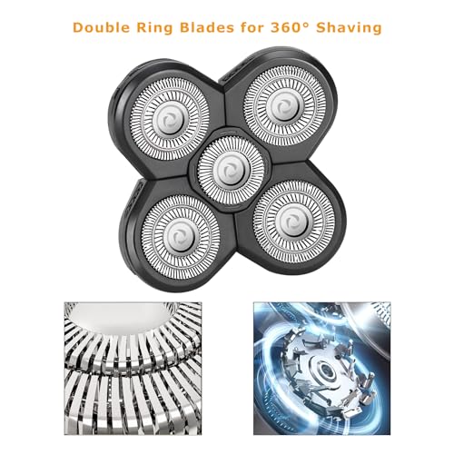 1 PCS Head Shaver Replacement Blades,Valentines Day Gifts for Him Mens Husband Dad - Birthday Gift Ideas for Dad, 5-Blade Shaver Heads for Bald and Face Hair with Cleaning Brush