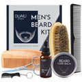 DUAIU Beard Grooming Kit for Men Care, Beard Oil & Beard Balm, Boar Bristles Brush, Multi-Comb and Scissors for Beard and Moustache Trimming and Styling - Great for Dad/Husband/Boyfriend Use