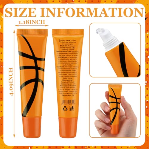 36 Pcs Basketball Party Favors Team Gifts Basketball Lip Balm Bulk 0.35 oz Vanilla Flavored Moisturizing Lip Sports Gift for Team Teen Adults Birthday Party Game Supplies