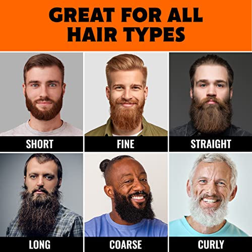Beard Straightener for Men Kit - Includes Portable Heated Beard Brush, Beard Soap, Pearwood Comb, & Storage Case