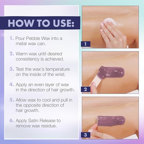 Satin Smooth, Hair Removal Wax, Thin Film Flex Pebbles Wax¢â, Amethyst Crystal Flex Hard Wax Beads ? for Sensitive Skin & Fine to Medium Hair, 23 oz