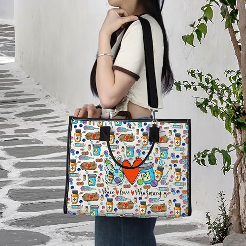 LEVLO Pharmacist RX Cosmetic Make up Bag Pharmacy Technician Gift Peace Love Pharmacy Makeup Zipper Pouch Bag For Graduation Birthday (Pharmacy LT)