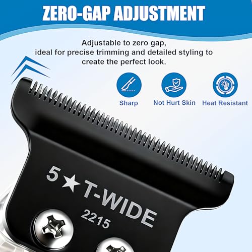2215 Adjustable Zero-Gap T Blade Replacement for Wahl 5 Star Detailer Li Trimmer Models 8081/8171 (Black-3)