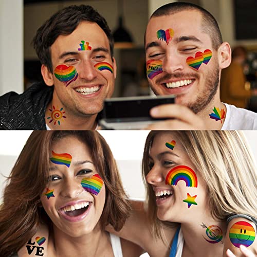 86+ PCS LGBT Gay Pride Tattoos For Women Men Adults, Rainbow Temporary Tattoos, Fake LGBTQ Pride Face Tattoos Stickers Body, Rainbow Pride Day Party Accessories Equality Parades Celebrations Festivals