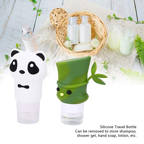 Haofy 2Pcs Cartoon Panda Bamboo Shape Cosmetic Container Silicone Travel Squeeze Bottle Shampoo Lotion Cosmetic Container Leak-Proof Liquids Bottles