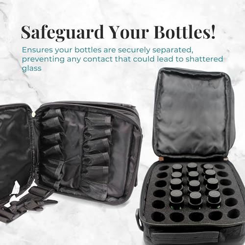 Your Oil Tools Versatile Essential Oil Storage Carrying Case- Holds 42 Bottles for 5ml, 10 ml, 15ml, 20ml and 100ml- Essential Oil Travel Case Storage Bag with Handle and Shoulder Straps ? Black